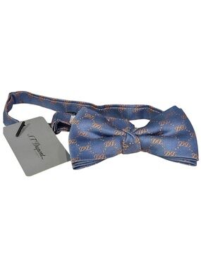 St. DuPont Vintage Blue Monogrammed Silk Bow Tie
